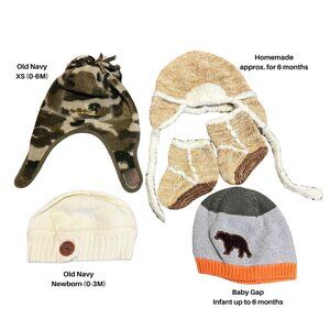 Share Lot of 4 Infant Winter Hats – Old Navy XS & Newborn, Baby Gap 0–6 MO